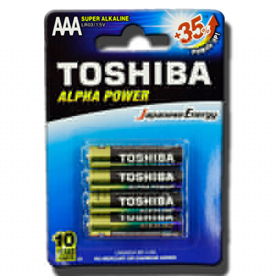 باتری نیم قلمی سوپر آلکالاین بسته 4 عددی توشیبا TOSHIBA 